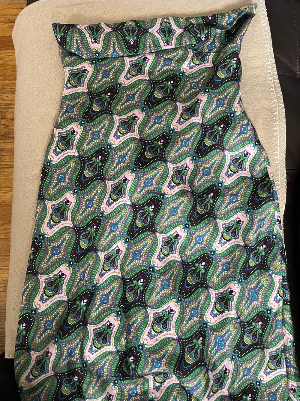 Laundry By Shelli Segal Green and Black Paisley Maxi Tube Dress